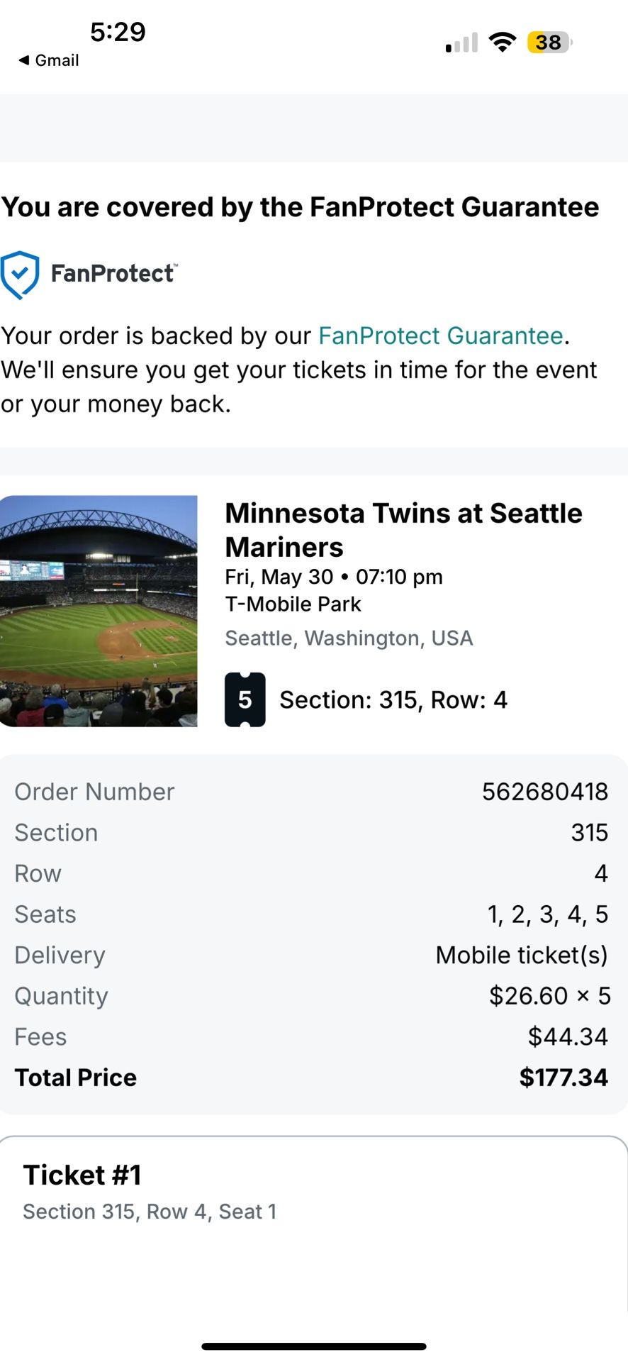 5 Seattle Mariners Tickets For Tomorrow Game!!!