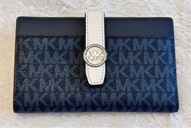 Michael Kors Medium Bifold Center Zip Wallet MK Navy Multi