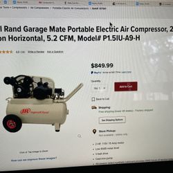 2 1/2 HP 6.4 CFM Ingersoll Rand Portable Air Compressor