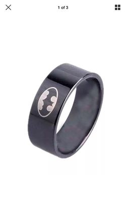 8mm Black Batman Symbol Ring