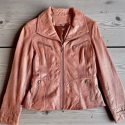 Vintage Tribal Genuine Lambskin Leather Brown Jacket – Size 10