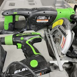 Kawasaki 21.6v Cordless power tools combo set  