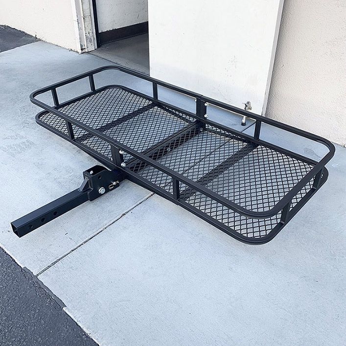 (Brand New) $125 Heavy-Duty Folding Cargo Rack Carrier 60x25” Fold Up Basket 2” Hitch Receiver 500 Lbs Max