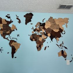 3D Wood Map Wall Art