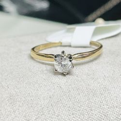 .22 TCW 14k Two Tone Solitaire 6 Prong Diamond Engagement Ring