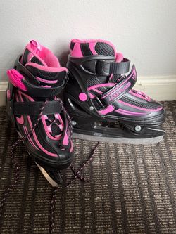 Lake Placid Summit Girl's Adjustable Ice Skate Black/Pink Small (10J – 13)