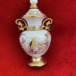 Vintage White Made In Greece Greek 24k Gold Ceramic Oil/Perfume Collectible Read Description 