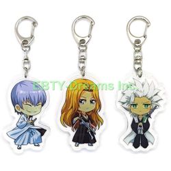 Set of 3 Bleach Anime Acrylic Keychain Matsumoto Rangiku, Hitsugaya Toushirou, Ichimaru Gin v1