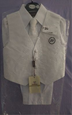 New Toddler Boys White Tuxedo Suit 2t