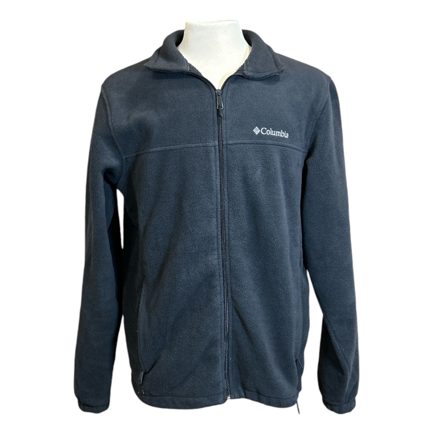 Columbia Fleece Jacket Long Sleeve Full Zip Outdoor Mens Slate/Black Size Large