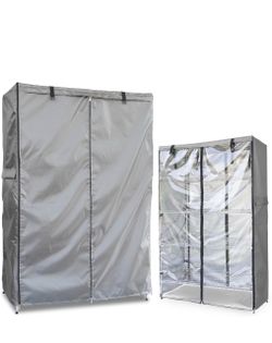 Shelf cover, shelving rack, display protector, cover with zipper one side, see-through panel, GRAY