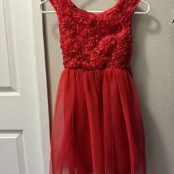 Girls Size 10 Red Dress With Sequence 