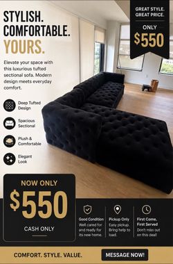 Black Tufted Sectional Sofa