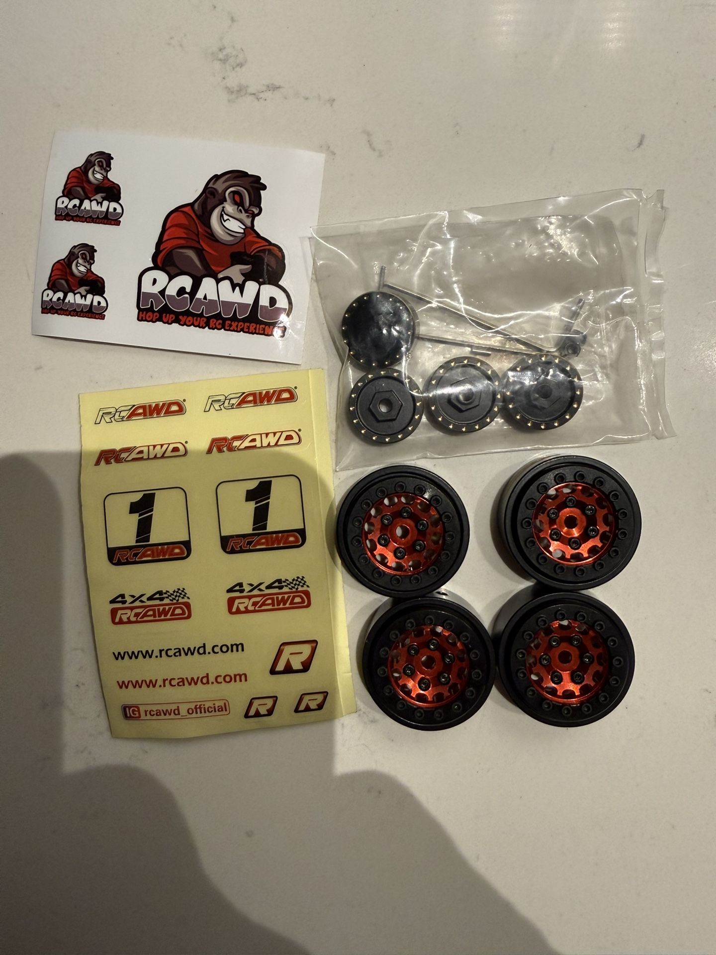 RCAWD 4X 26g 1”Beadlock Wheel Rim 26 * 13mm Glue Free 4X Brass Weights 9g with Brass Counterweight Ring for Axial 1-24 Scx24 Deadbolt Chevrolet Wrangl