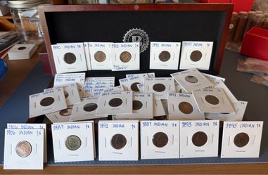 71 Indian Head Pennies 1¢ Coin Lot 1880s-1900s All in 2x2 Flips Mixed Dates