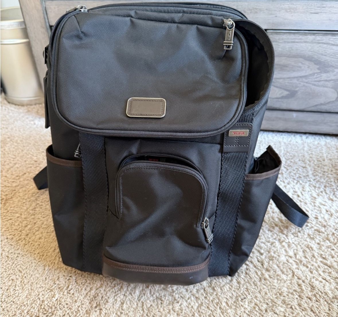 TUMI THORNHILL BACKPACK BLACK WITH BROWN One Month Old.