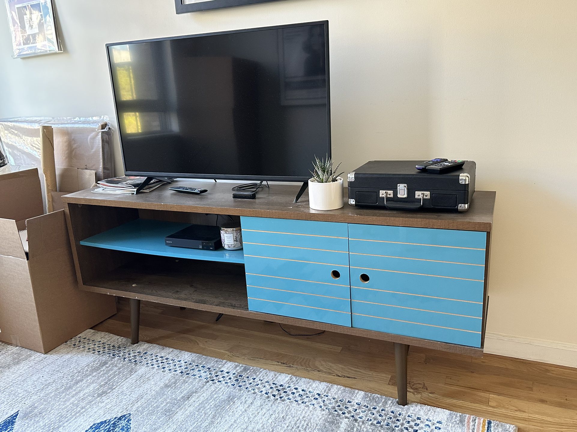Teal TV Console with Storage