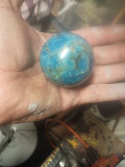 Natural Blue Apatite Crystal Sphere - Vivid Neon Blue Flash (Madagascar)