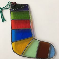 Stained Glass Striped Christmas Stocking
