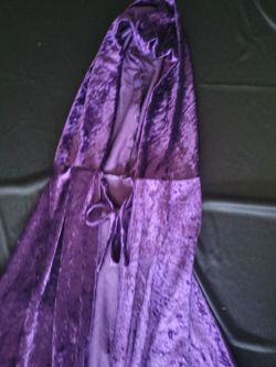 Purple Crushed Velvet Hooded Cape