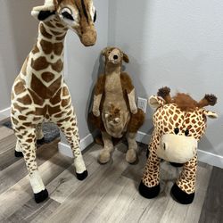 Safari Themed Plush Decor Figures – Giraffes & Kangaroo (Oversized)