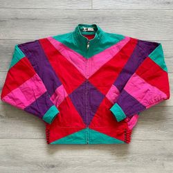 VINTAGE RARE KANSAI YAMAMOTO JAPANESE ARCHIVE 80's-90's COLOR-BLOCK ZIP-UP GRAIL JACKET FITS L