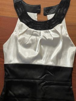 Black & White Sequined Neckline Cocktail Dress