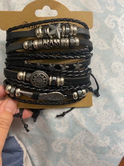 Men’s fashion black bracelet $7 each