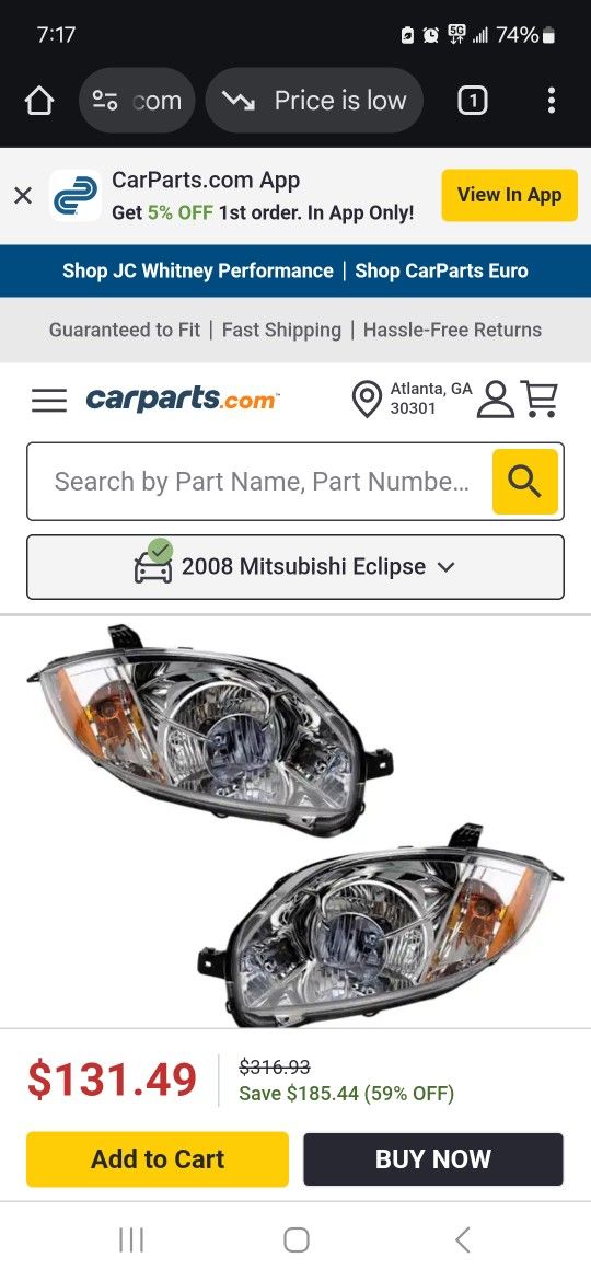 Mitubishi Eclipse Passenger Headlight