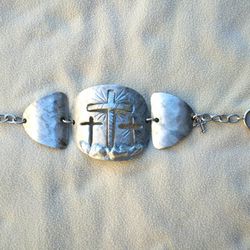 Sterling Silverware Spoon (Crosses) Bracelet 
