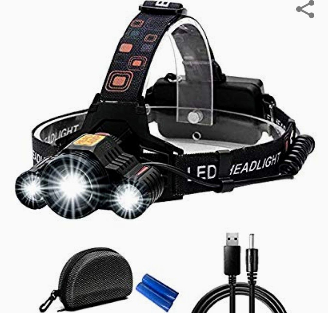 Headlamp, MKROYO Ultra Bright Flashlight Headlamp 3 Cree LED Up to 7000 Lumen