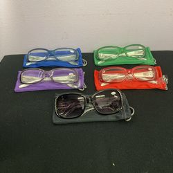 Reading Glasses, 4 Pair And Bifocal Sunglasses