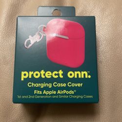 onn. Silicone Charging Case Cover with Keychain Clip for Apple AirPods Pro (1st, 2nd generation) - Hyper Pink