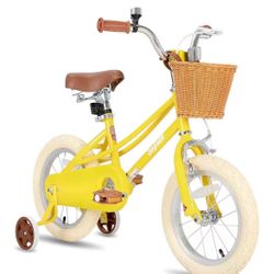 😀 JOYSTAR Girls Bike for Kids, 12" Retro Style Kids Bike with Training Wheels