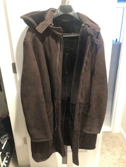 Bruno Magli Men Shearling Winter Long Coat