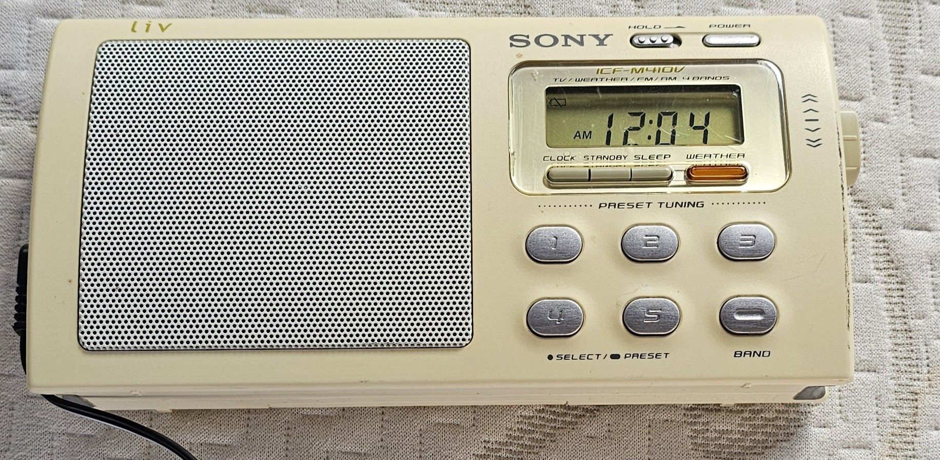 SONY LIV ICF-M410V TV/Weather/AM/FM 4 Band Portable Radio Tested Working
