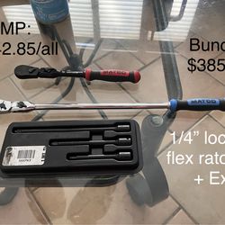 1/4” Drive Locking Flex Ratchet & Extensions
