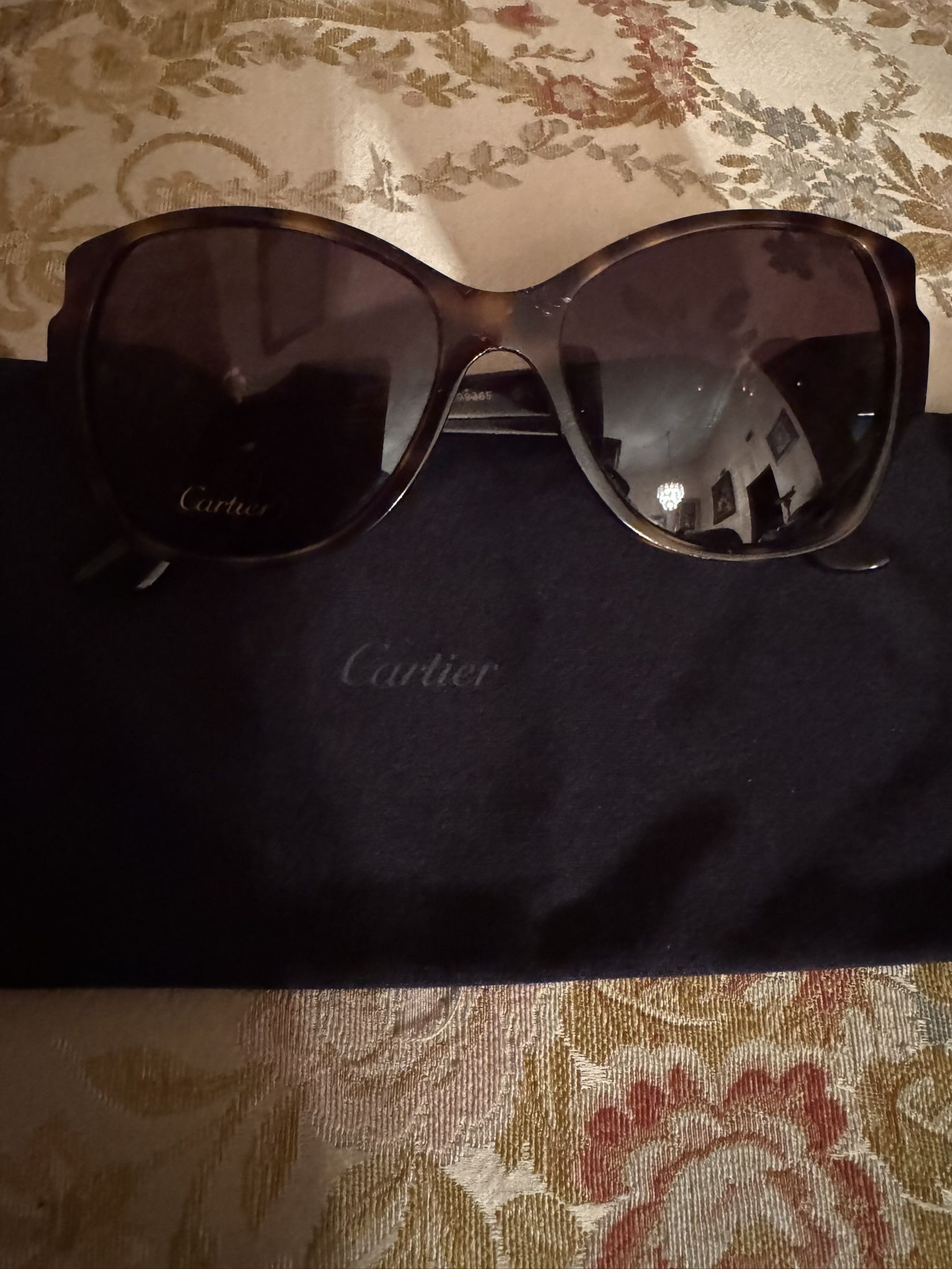 VINTAGE CARTIER TRINITY HAVANA WIRES GOLD SUNGLASSES 