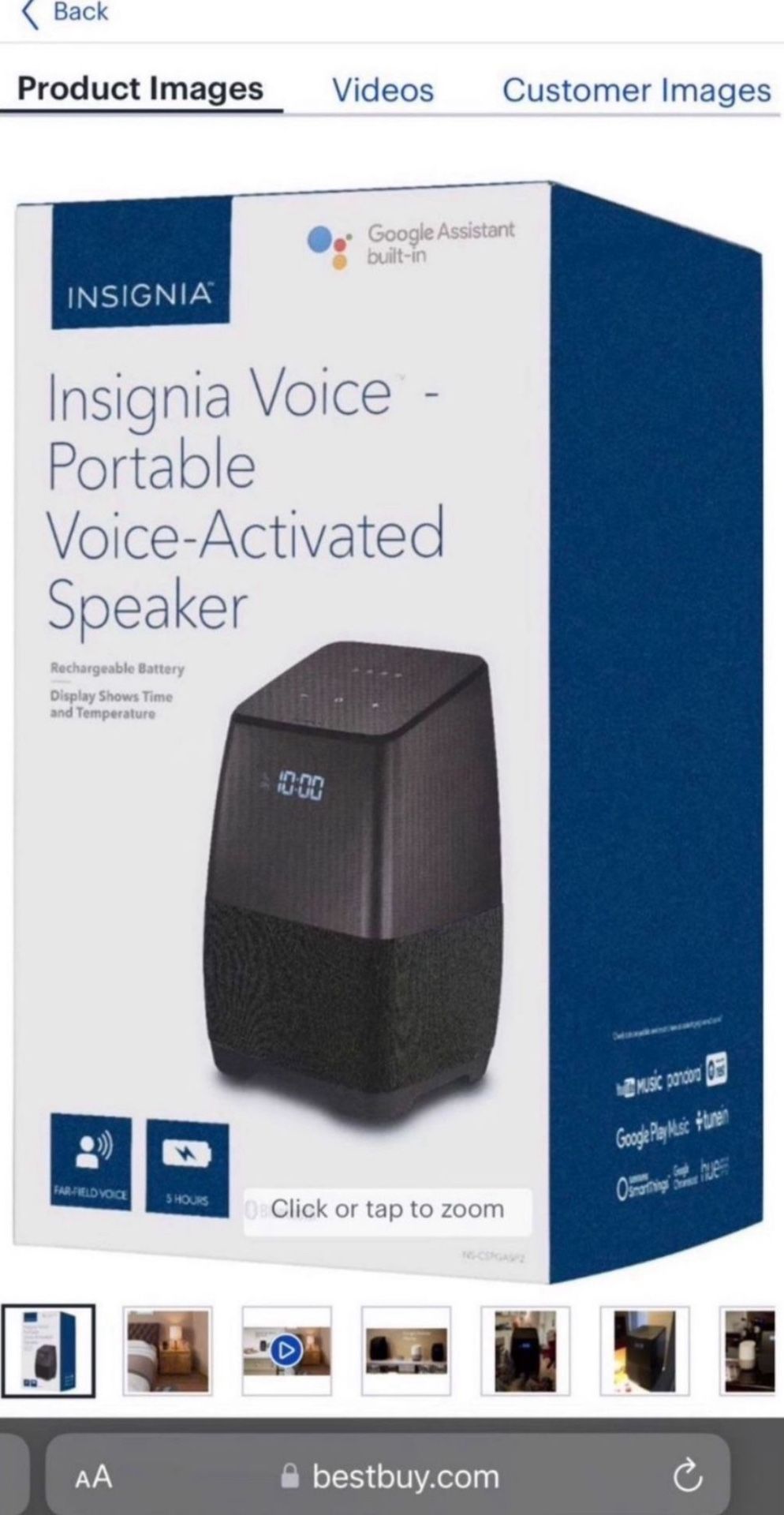 Insignia Bluetooth Portable Voice Activated Speaker NS-CSPGASP2 With Google Assistant