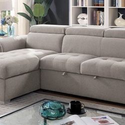 Light Grey Pullout Sleeper Sectional Brand New In Box 