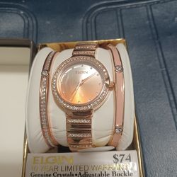 Elgin Ladies Rose Gold Wrist Watch New In Box 