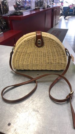 1003 Patricia Nash Susella Spring Wicker Crossbody Bag with Leather Strap 560098