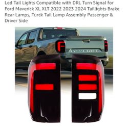 Led Tail Lights Compatible with DRL Turn Signal for Ford Maverick XL XLT 2022 2023 2024 Taillights Brake Rear Lamps, Turck Tail Lamp Assembly Passenge
