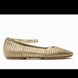 ZARA METALLIC CROCHET BALLET FLATS