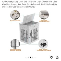 Furniture Style Dog Crate End Table with Large Drawer, with Door Wood Pet Kennels Side Table Bed Nightstand, Small Medium Dog Crate Indoor Use for Liv