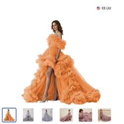 ✨ Luxury Tulle Photoshoot Gown – NEW – Orange ✨
