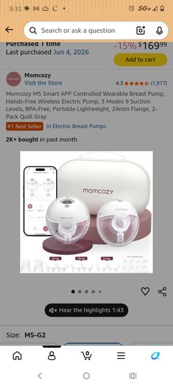 Momomcozy m5 smart handsfree wireless electric breast pump
