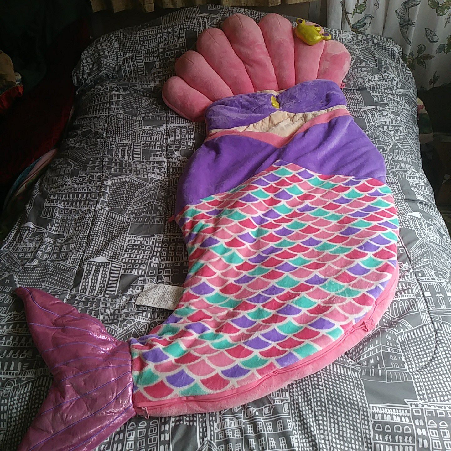 Pink and purple mermaid sleeping bag