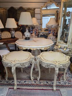 Vintage Belgian Accent Tables (Pair) – French Provincial Style.