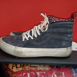 Vans Off The Wall Denim High Tops Woman's Were Big Kids Size 5.5 Y Only $60